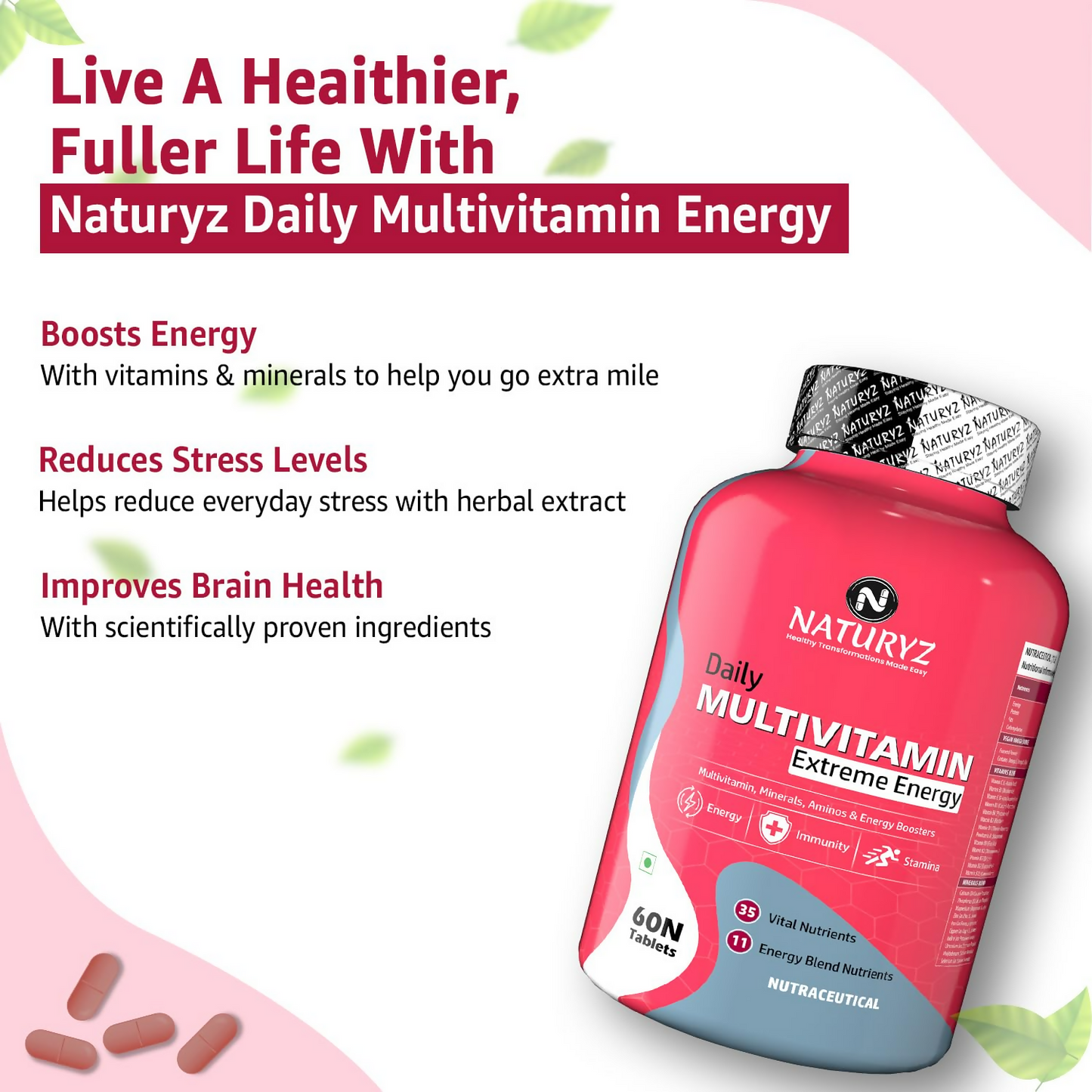Naturyz Daily Multivitamin Tablets – Wellness Supplement for Active Lifestyles