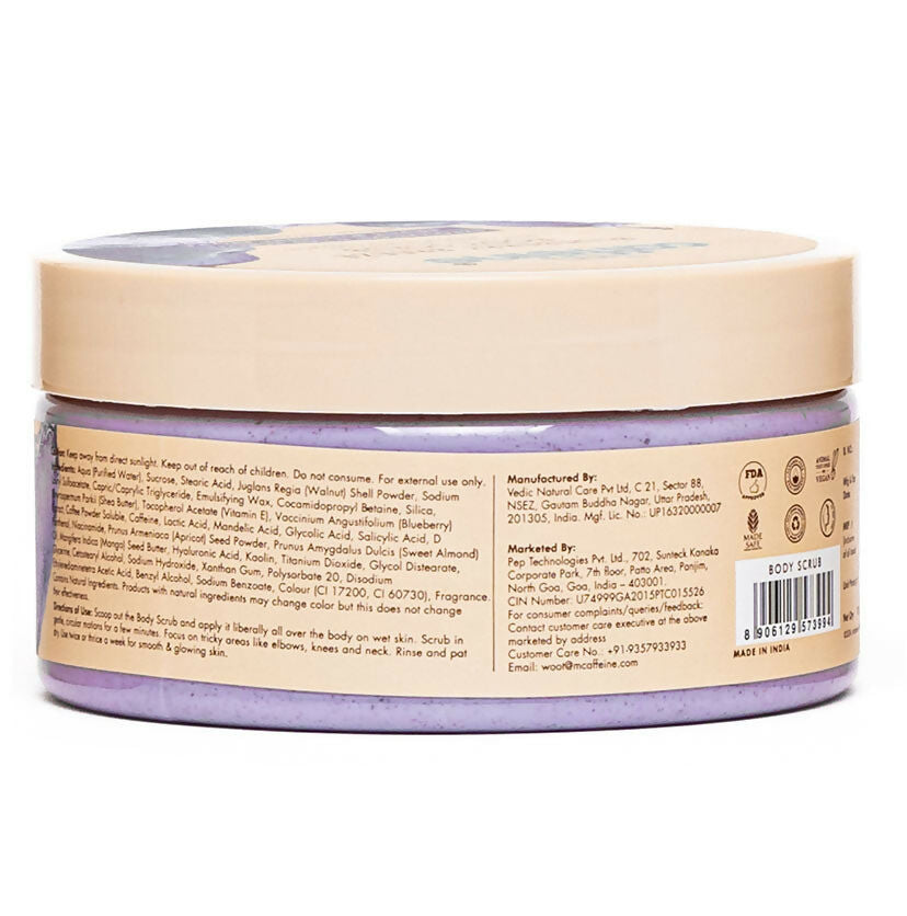 mCaffeine Blueberry Breeze Body Scrub, Exfoliates, Removes Tan, Fruity Blueberry Aroma