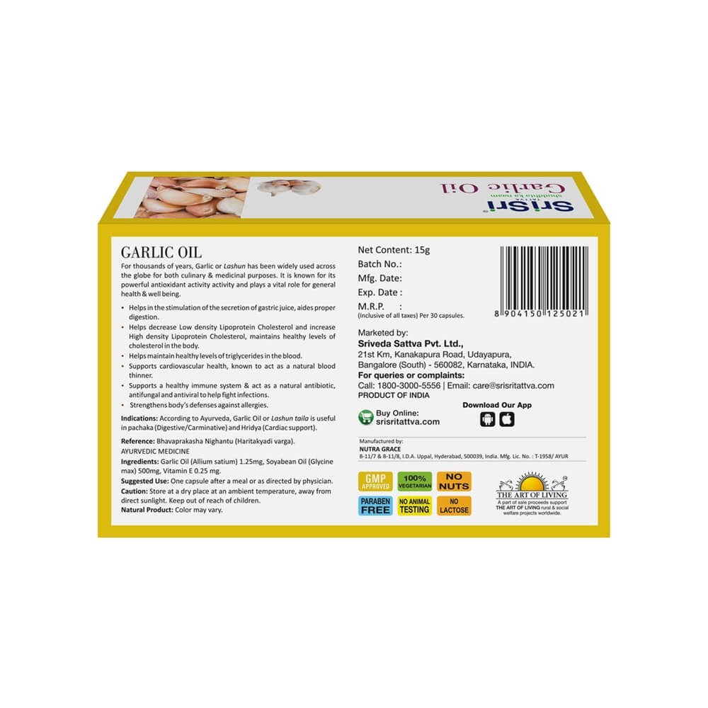 Sri Sri Tattva Garlic Veg Oil Capsules