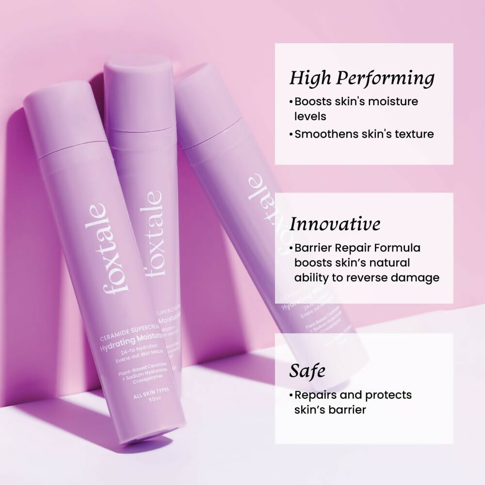 Foxtale Hydrating Ceramide Moisturizer With Hyaluronic Acid - Repairs Skin Barrier and Texture