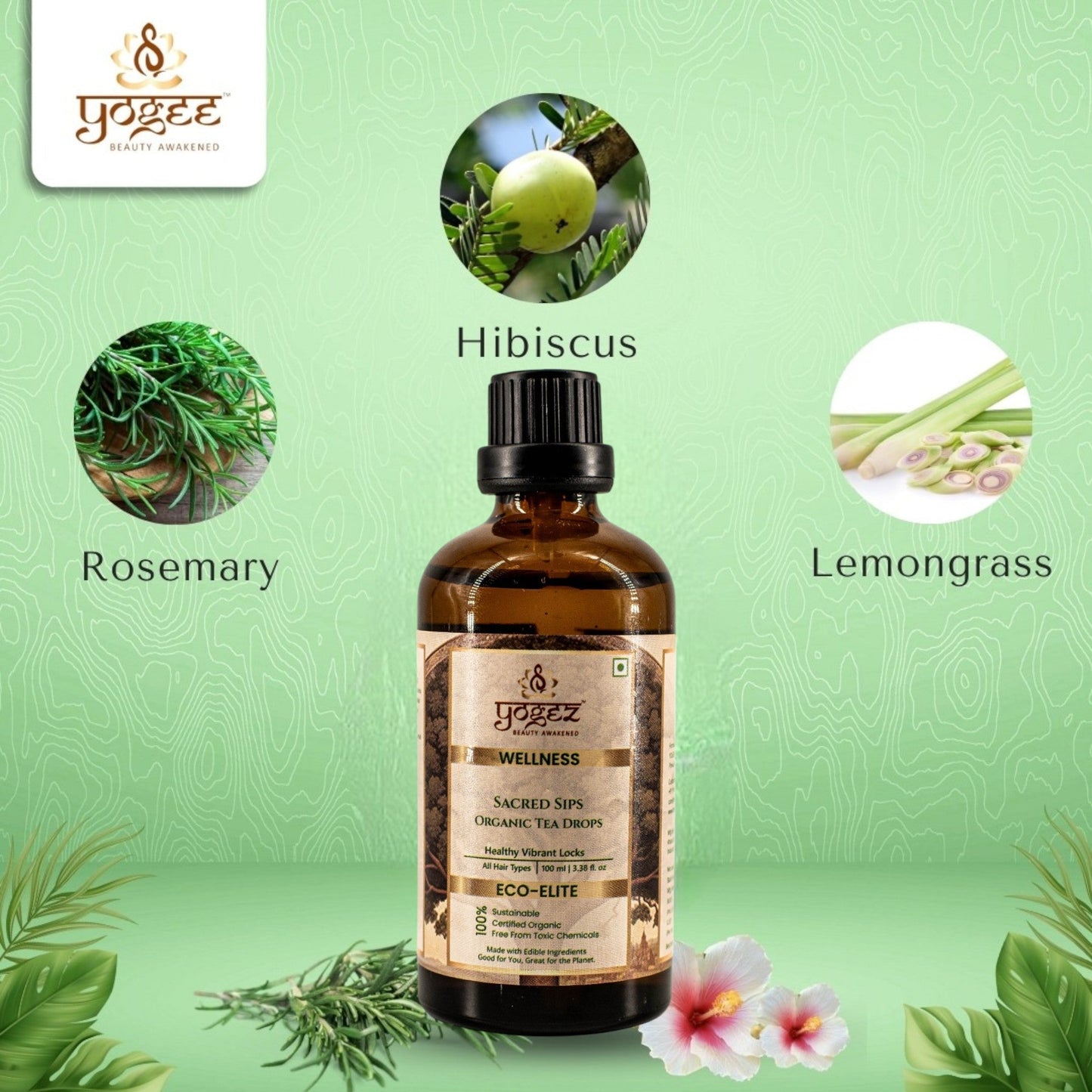 Yogez Sacred Sips Tea Drops- Hair Health