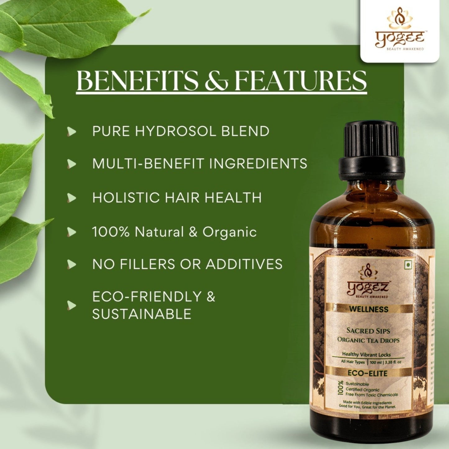 Yogez Sacred Sips Tea Drops- Hair Health
