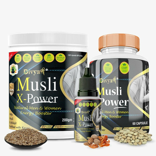 Divya Shree Musli X-Power Cap, Oil and Prash Combo