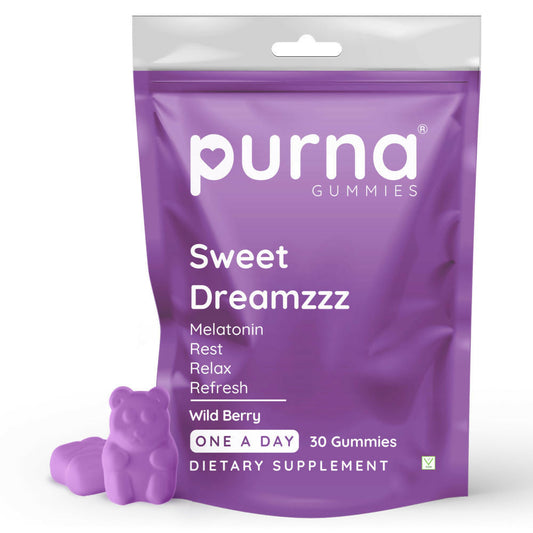 Purna Gummies Melatonin Wild Berry Flavour Gummies for Sleep Well & Reduced Stress