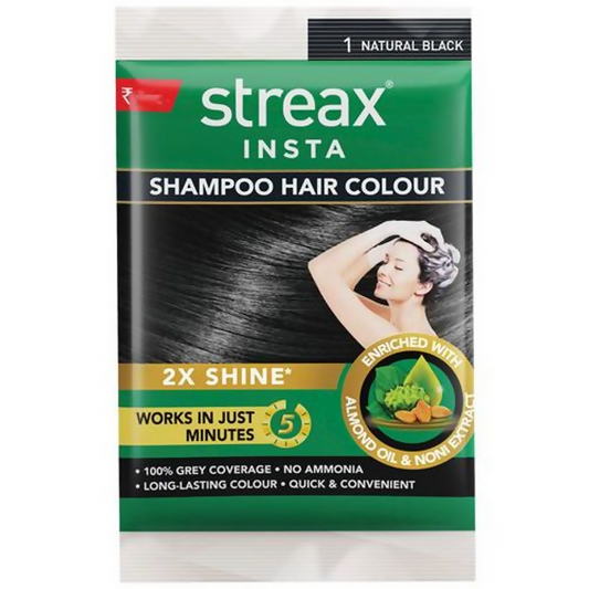 Streax Insta Shampoo Hair Color - Natural Black