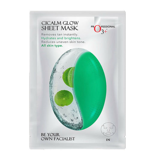 Professional O3+ Cicalm Glow Sheet Mask With Cica For D-Tan & Glow