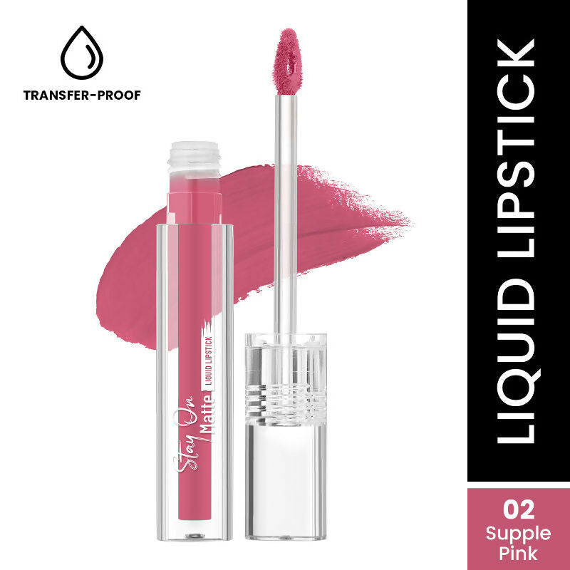 Swiss Beauty Stay On Matte Liquid Lipstick - 2 Supple Pink