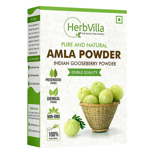 Buy Herbvilla Amla (Indian Gooseberry) Powder For Hair Growth from DrMediCart, Ship from India to USA