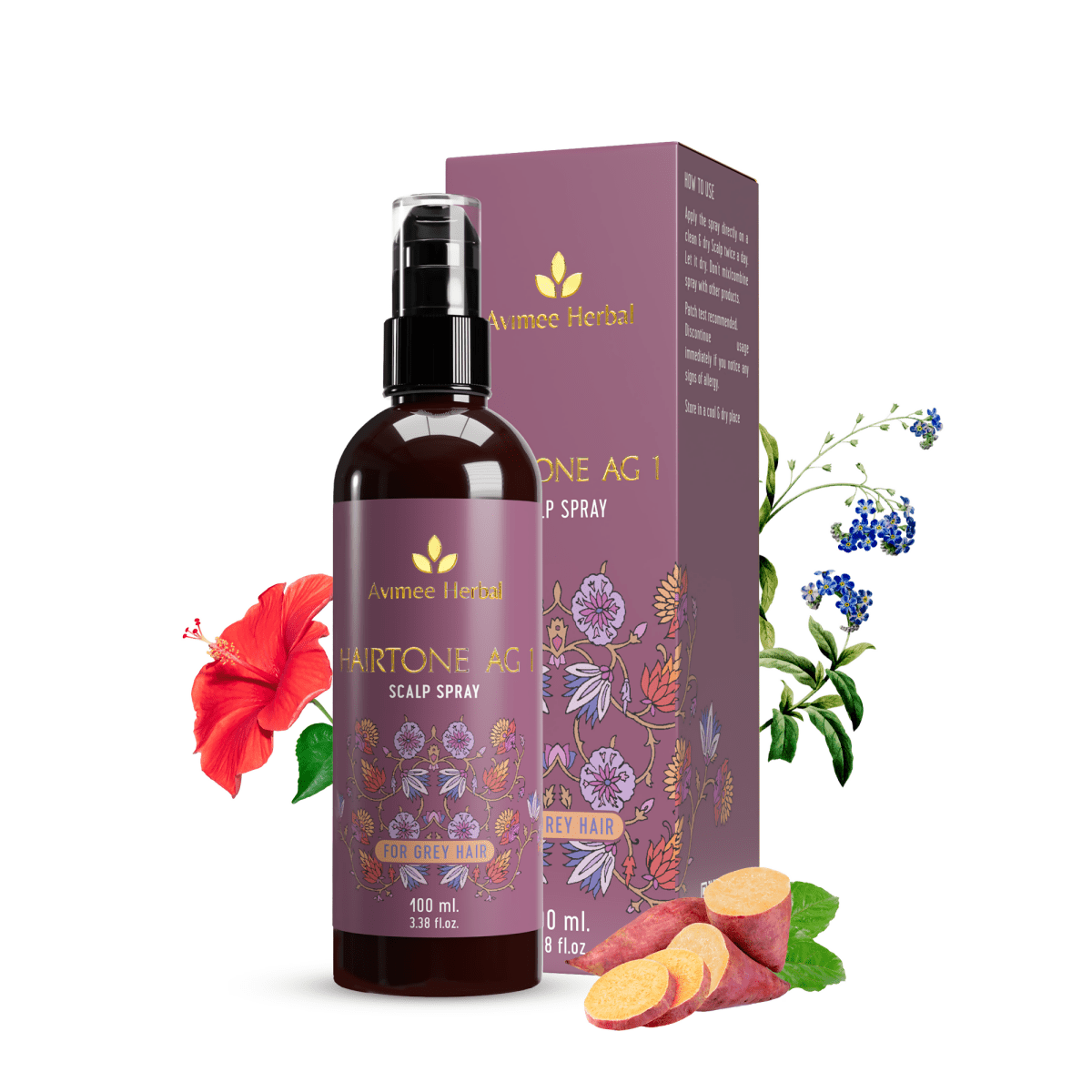 Avimee Herbal Anti Grey Kit With Shakuntala Hair Cleanser, Fights Grey Hair, With Amla, Curry Leaf and Henna Oil