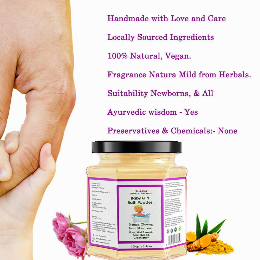 DevElixir Baby Girl Bath Powder Natural Glow & Even Skin Tone