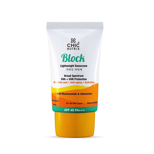 Buy Chicnutrix Block Lightweight Sunscreen SPF 45 PA+++ from DrMediCart, Ship from India to USA