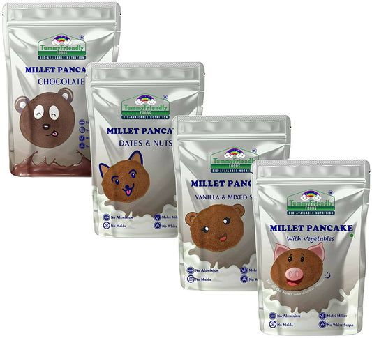 TummyFriendly Foods Millet Pancake Mixes Trial Packs with Chocolate, Nuts, Veggies