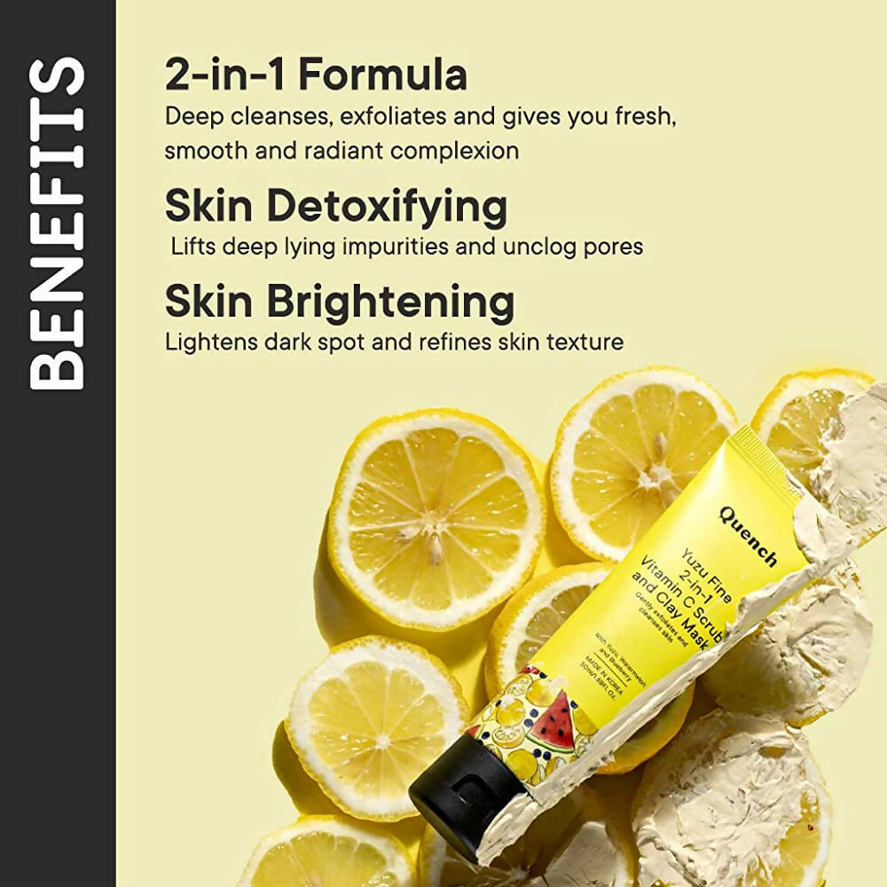 Quench Botanics Yuzu Fine 2-in-1 Vitamin C Scrub and Clay Mask - Korean Skincare