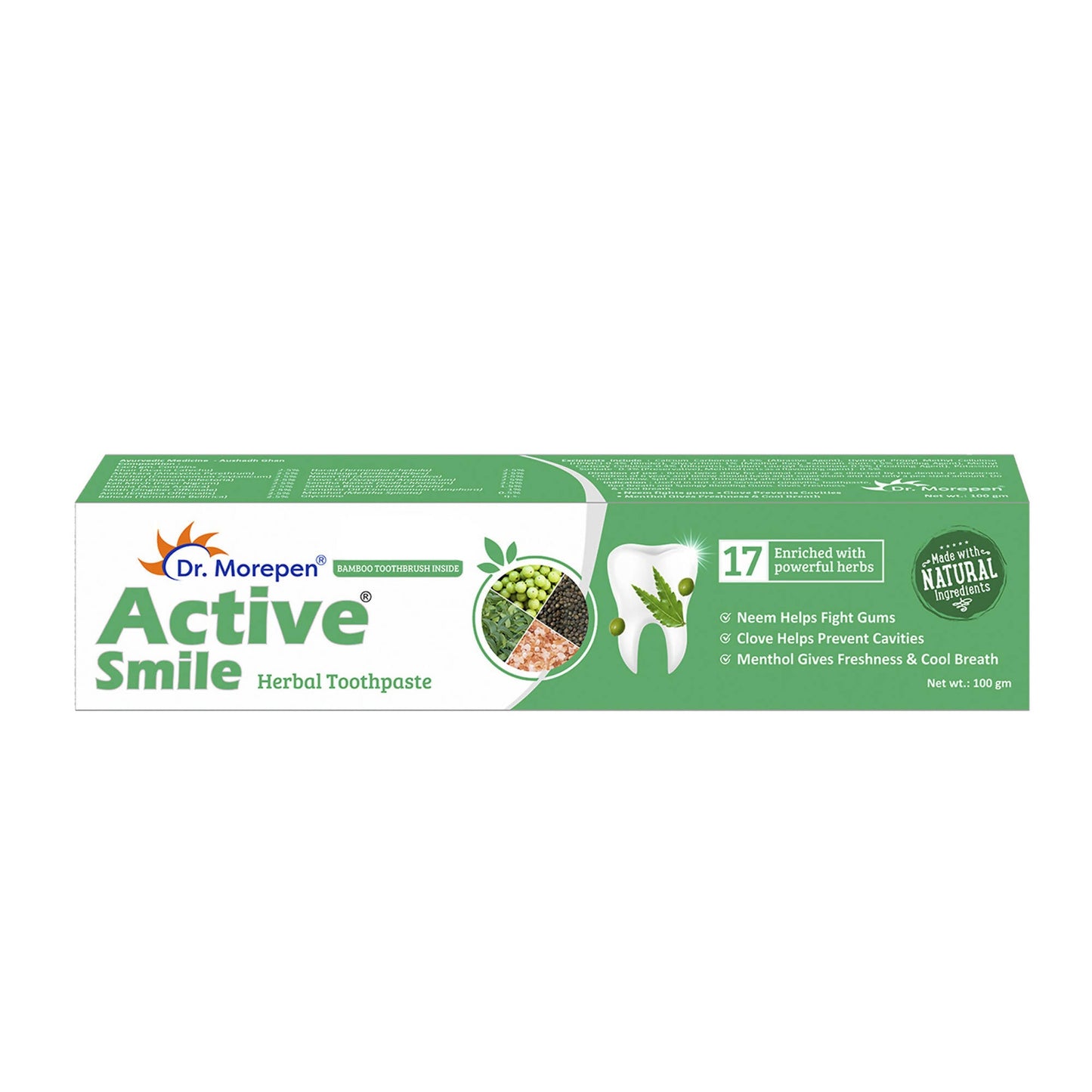 Dr. Morepen Active Smile Herbal Toothpaste with Neem, Clove & Menthol
