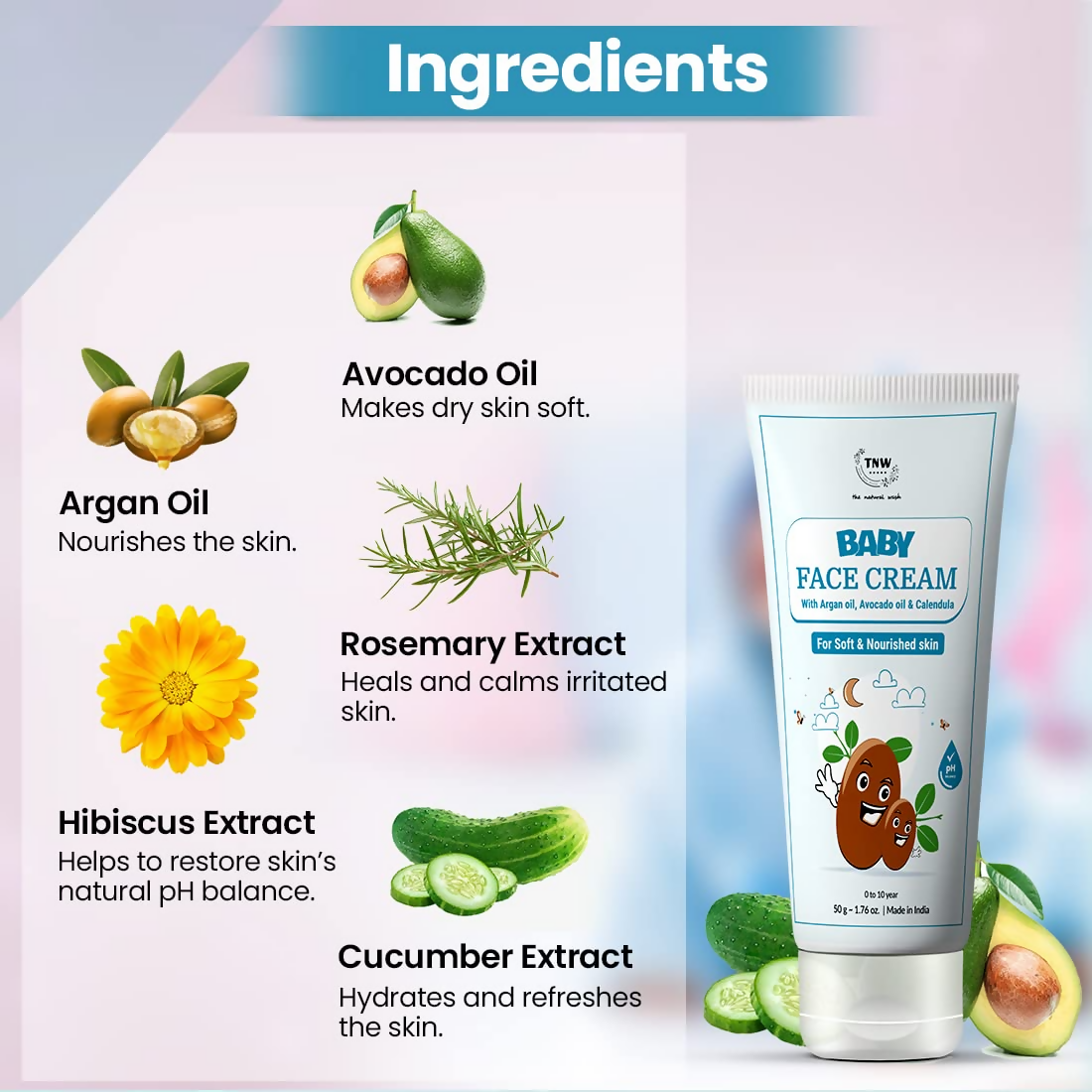 The Natural Wash Moisturizing Baby Face Cream For Soft Skin