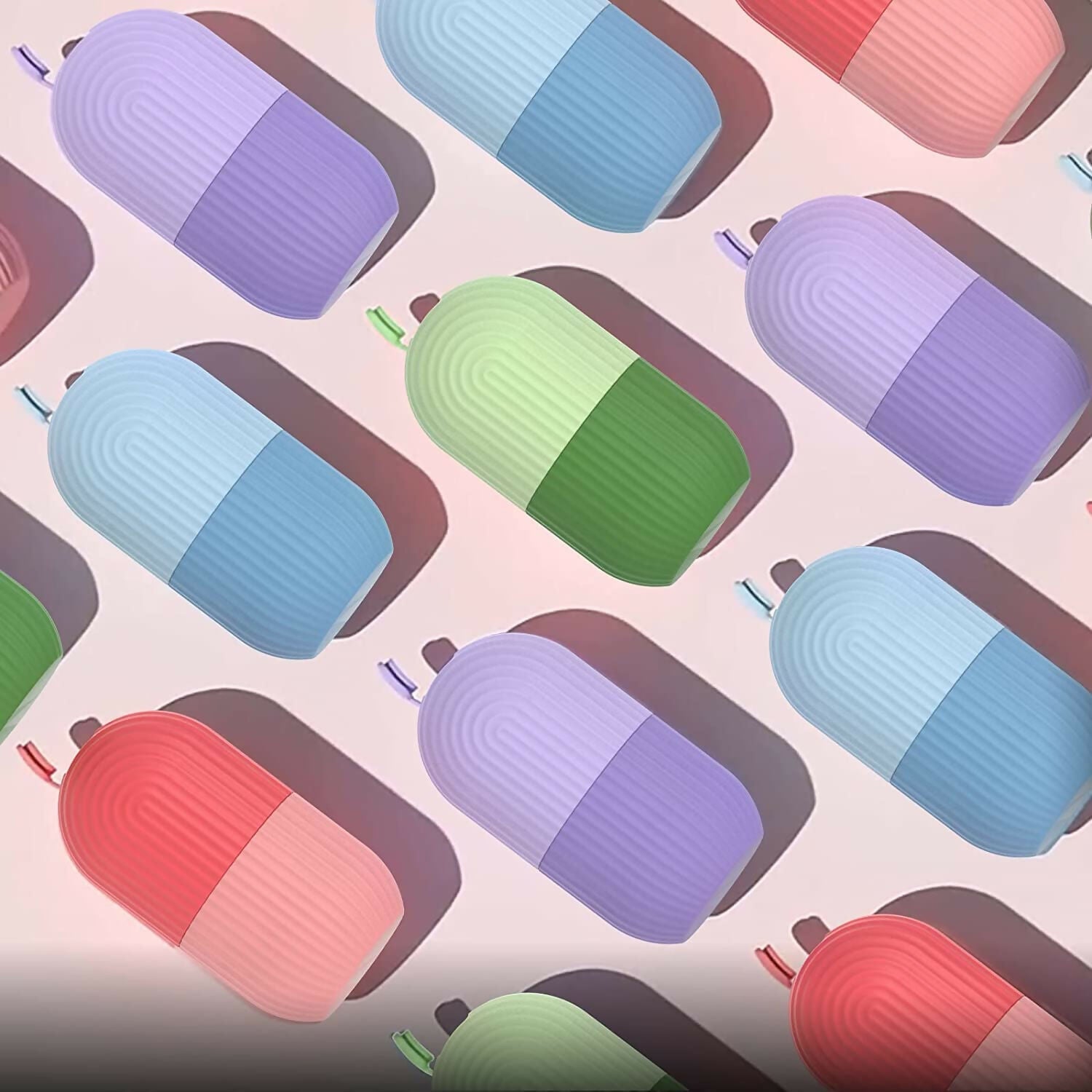 Ice Face Roller Silicone Facial Cube for Eyes Neck Massage Remove Dark Circle - Pink