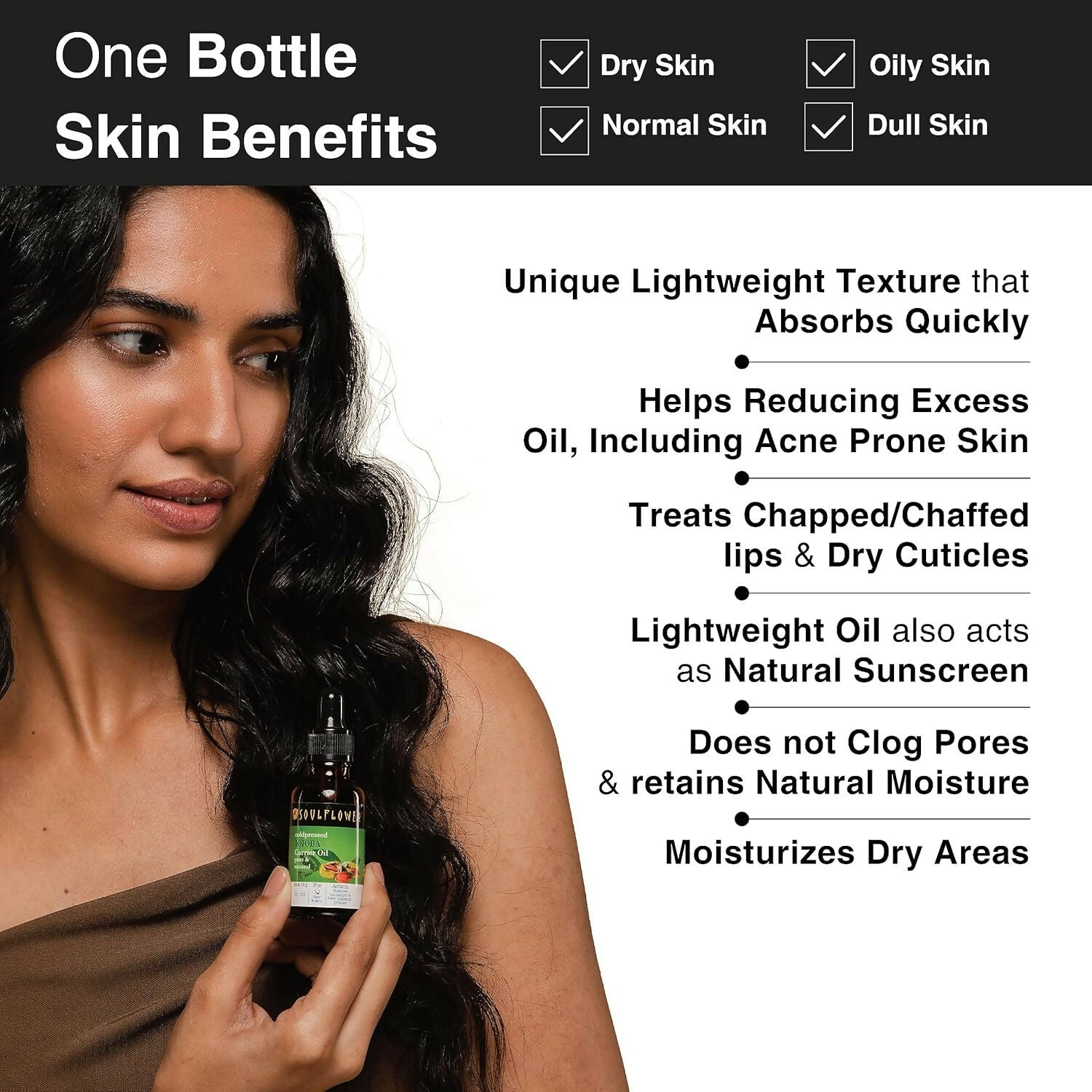 Soulflower Cold-Pressed Virgin Jojoba Carrier Oil For Hair Oil, Skincare, Face & Body