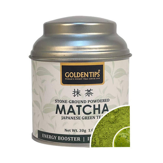 Golden Tips Japanese Matcha Green Tea Powder - Tin Box Round