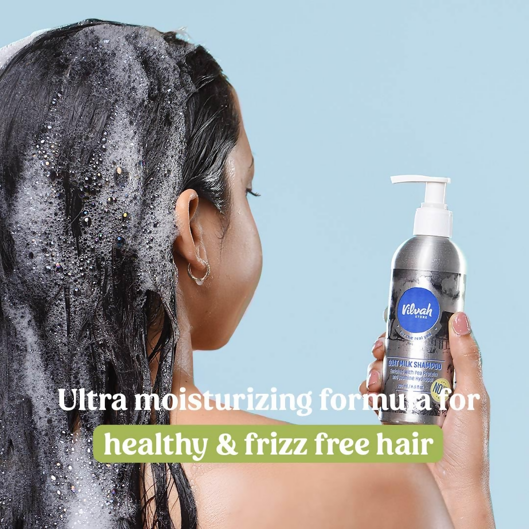 Vilvah Store Goat Milk Shampoo For Dry & Frizzy Hair With Pea Protein