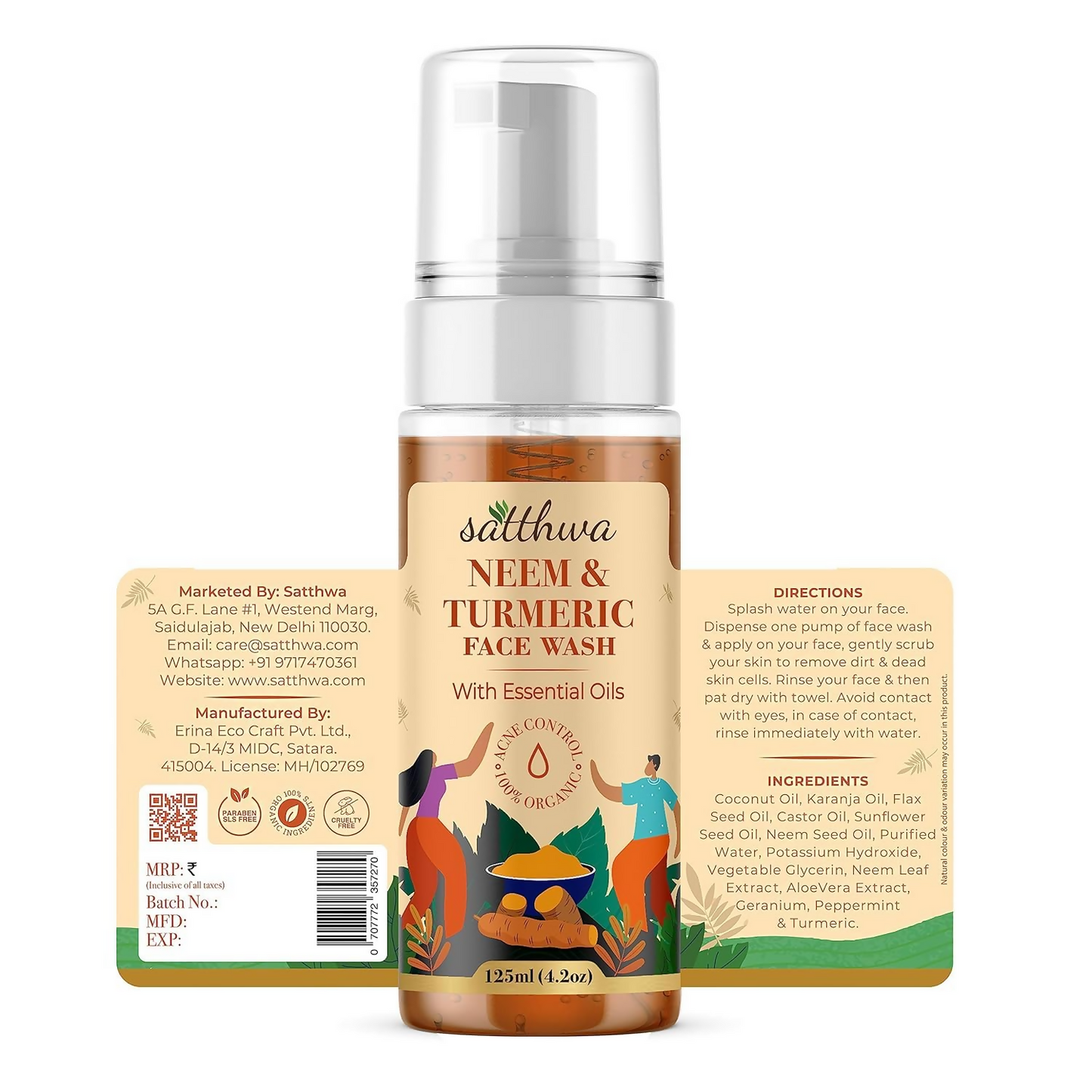 Satthwa Neem & Turmeric Face Wash For Acne & Pimples