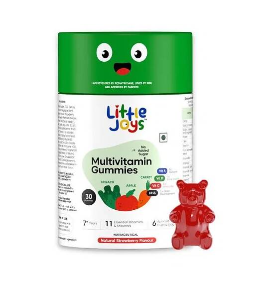 Little Joys Multivitamin Gummies for Kids (7-12 yrs)-No Sugar Added|Strawberry Flavor
