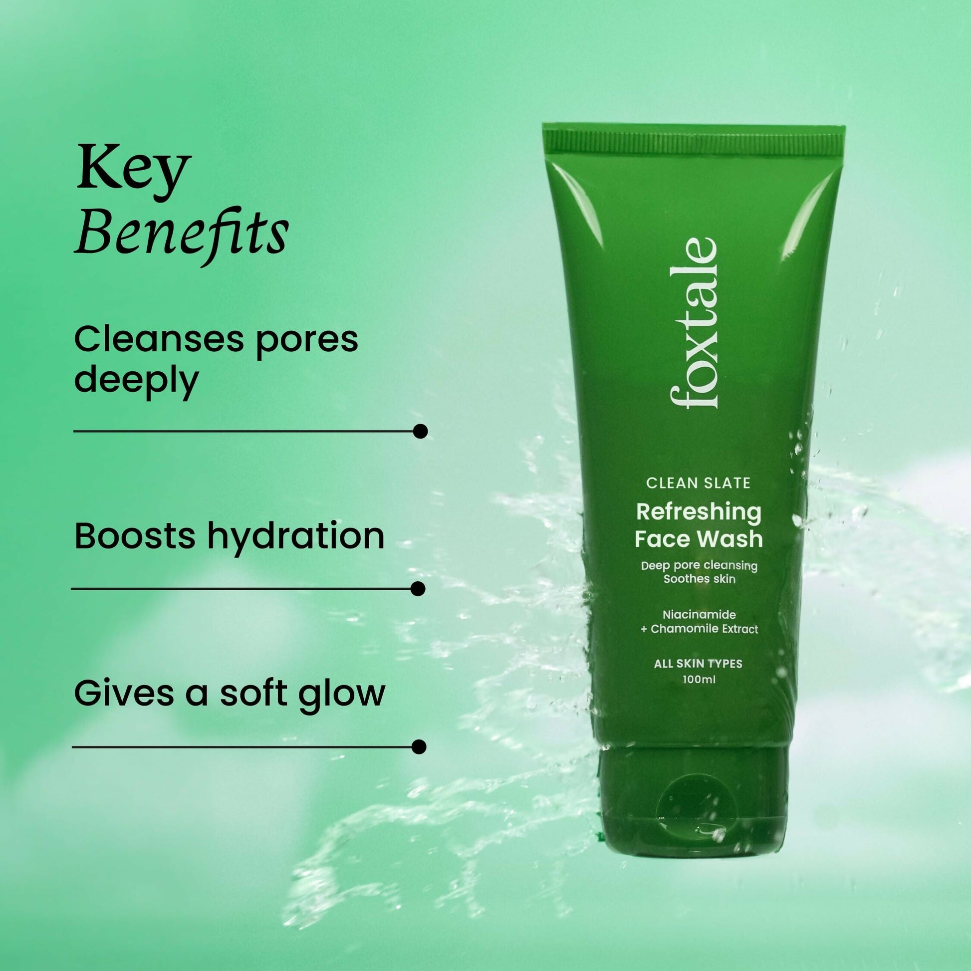 Foxtale Refreshing Face Wash For Deep Cleansing with Niacinamide - Hydrates & Brightens Skin