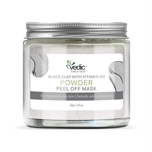 Vedic Naturals Black Clay With Vitamin-B3 Powder Peel Off Mask
