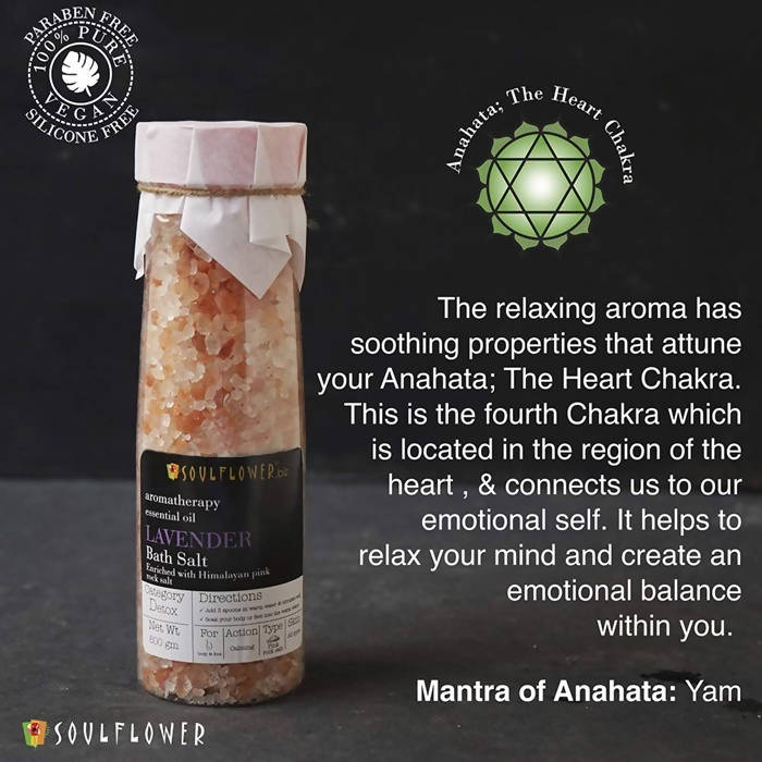 Soulflower Aromatherapy Essential Oil Lavender Bath Salt Enriched With Himalayan Pink Rock Salt - DrMediCart