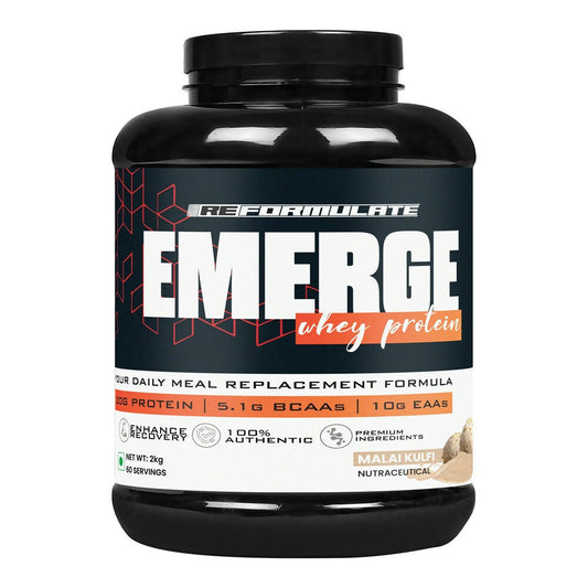 Reformulate Emerge I Whey Protein I Your Daily Meal Replacement Formula I 20 G I Protein I 5.1 G Bcaa's I 10 G Eaa's - Malai Kulfi