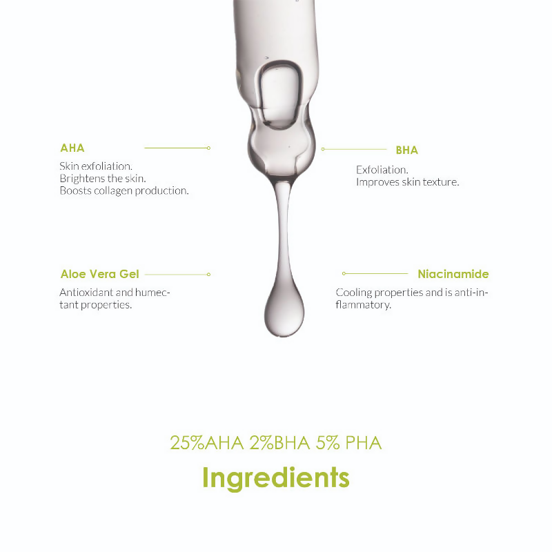 The Body Temple 25% AHA + 2% BHA & 5% PHA Peeling Solution for Face