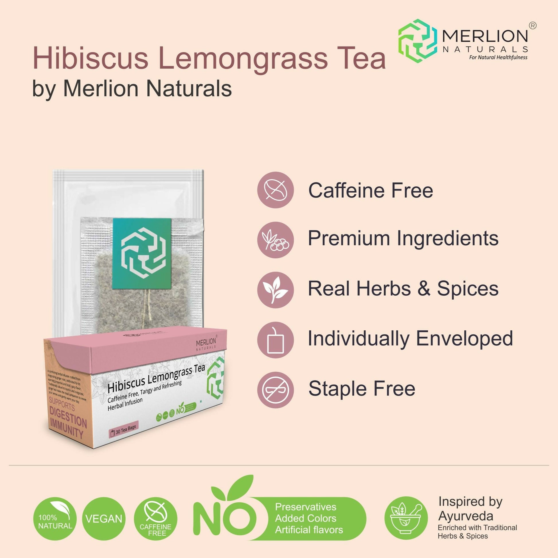 Merlion Naturals Hibiscus Lemongrass Tea Bags