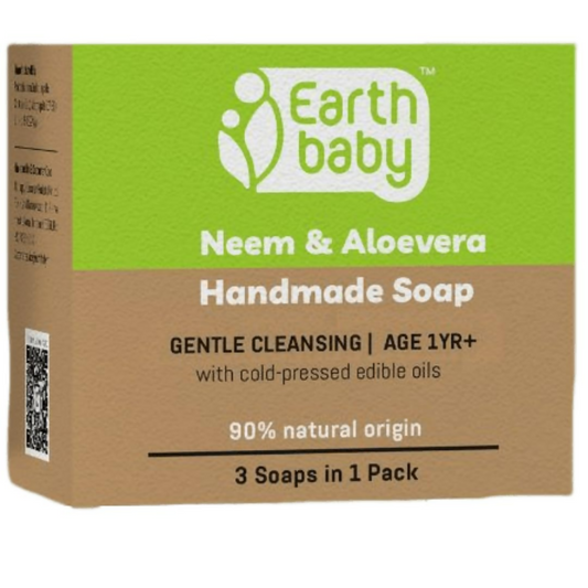 Earthbaby Handmade Neem & Aloevera Bath Soap 90% Natural Origin