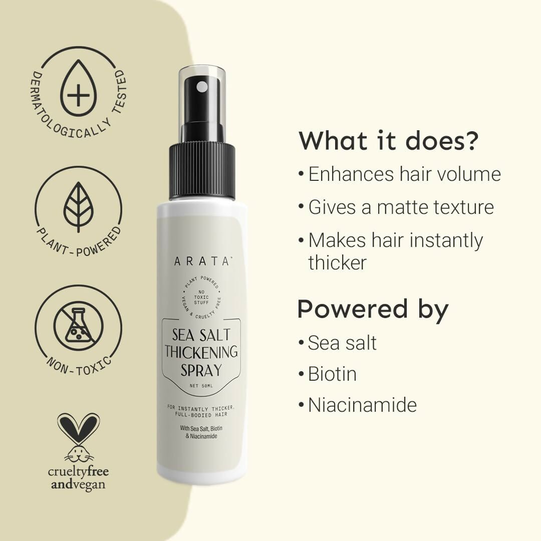 Arata Sea Salt Volumizing Hair Spray Infused with Niacinamide, Biotin & Sea Salt For Instantly Thicker, Full-Bodied Hair