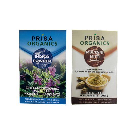 Prisa Organics Natural Indigo Powder and Multani Mitti Powder Combo