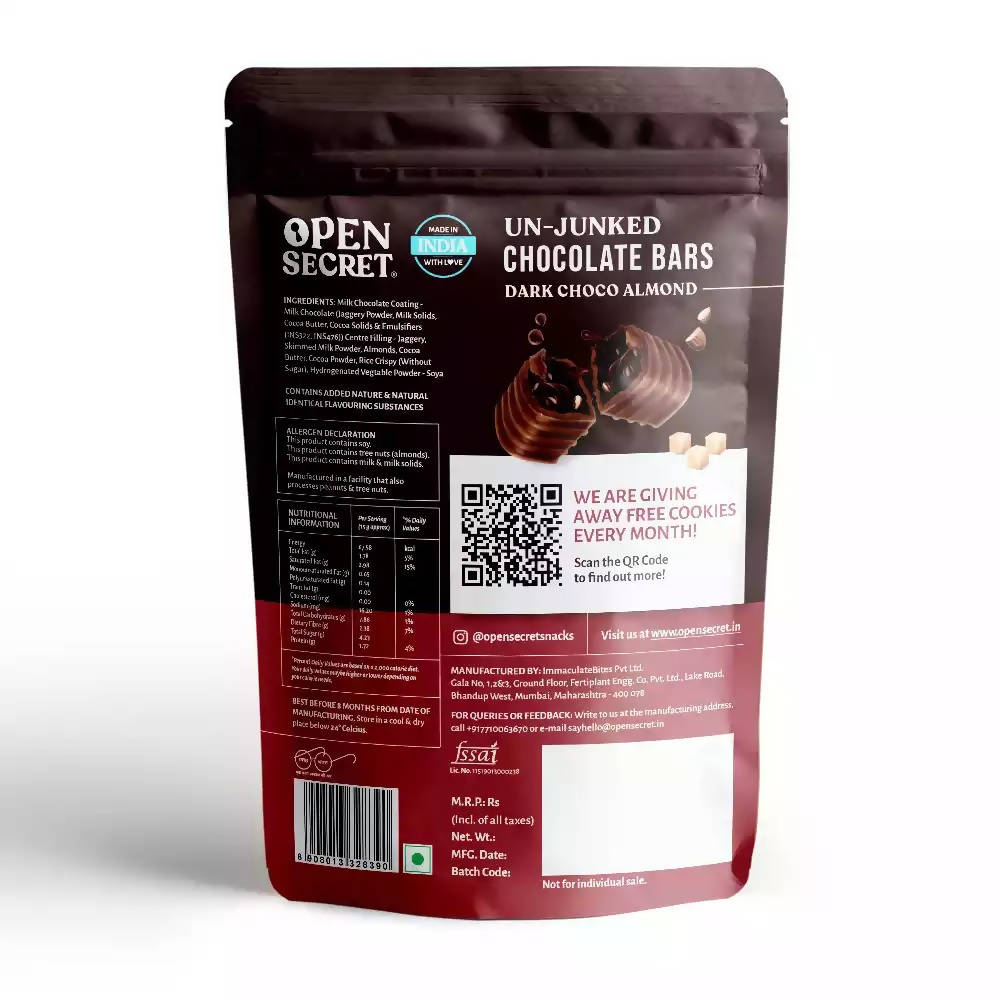 Open Secret Dark Choco Almond Chocolate Bars