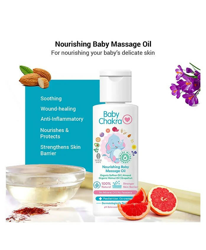 BabyChakra Wash, Shampoo, Massage Oil Hair Oil & Coconut Oil for Babies Combo