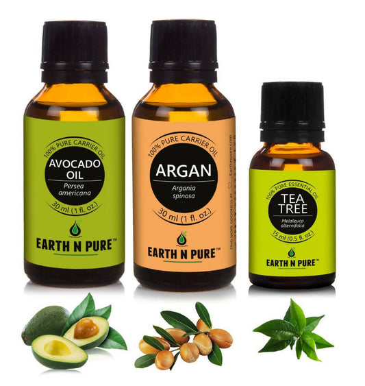 Earth N Pure Essential Oils (Argan, Tea Tree & Avocado) Combo