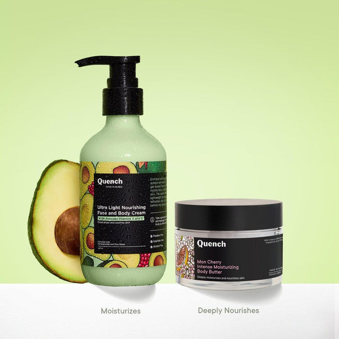 Quench Botanics Bravocado Ultra Light Nourishing Face and Body Cream, Korean Skin Care