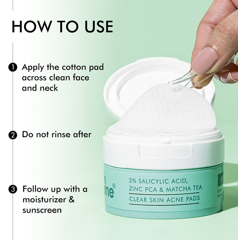 mCaffeine 2% Salicylic Acid Serum Clear Skin Acne Pads - Acne & Oil Control with Matcha Tea
