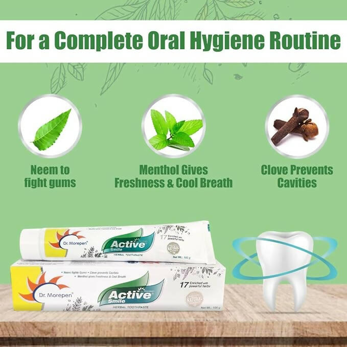 Dr. Morepen Active Smile Herbal Toothpaste with Neem, Clove & Menthol