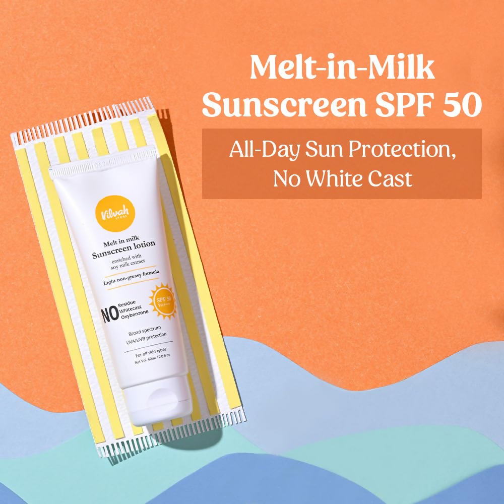 Vilvah Store Melt In Milk Sunscreen SPF 50 Pa+++ With Soy Milk Extract