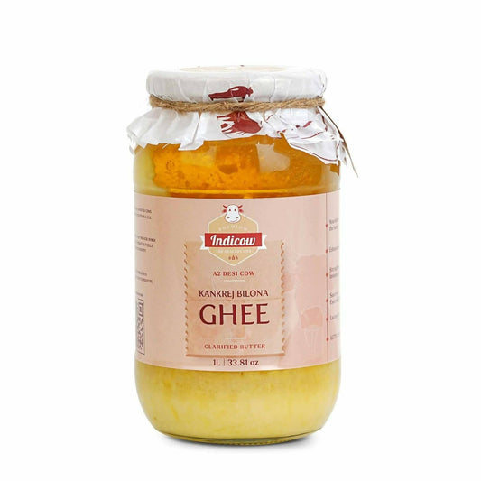 Indicow Foods Kankrej Bilona A2 Cow Ghee | 100% Desi Cow Ghee | Premium A2 Desi Ghee | Cultured Cow Pure Ghee