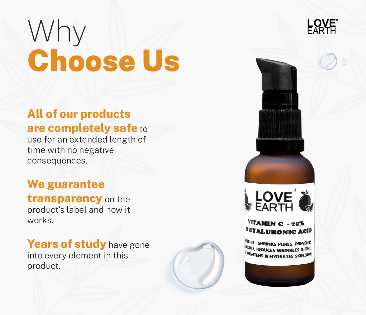 Love Earth Vitamin C 20%, E & Hydraulic Acid – Face Serum