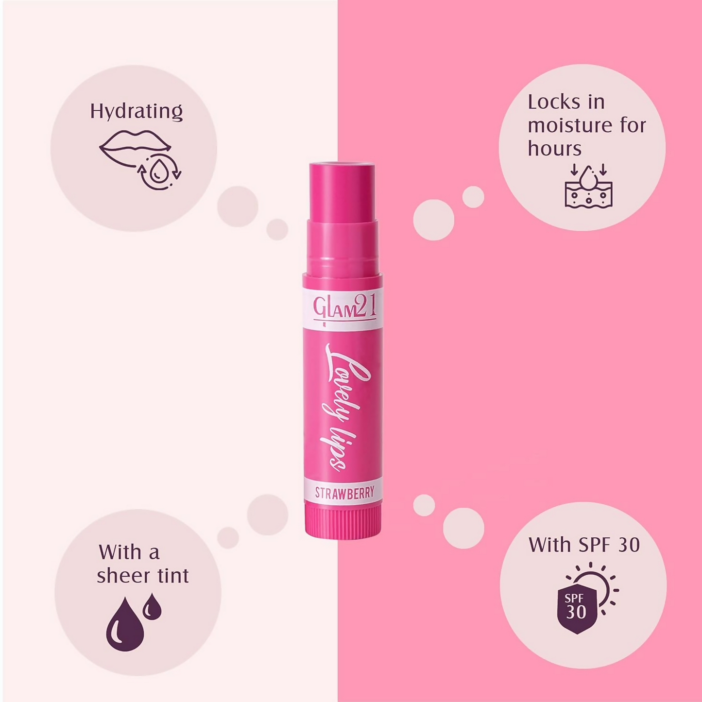 Glam21 Moisturizing Lip Balm Fruit Extract & Infused Active Ingredients - Strawberry