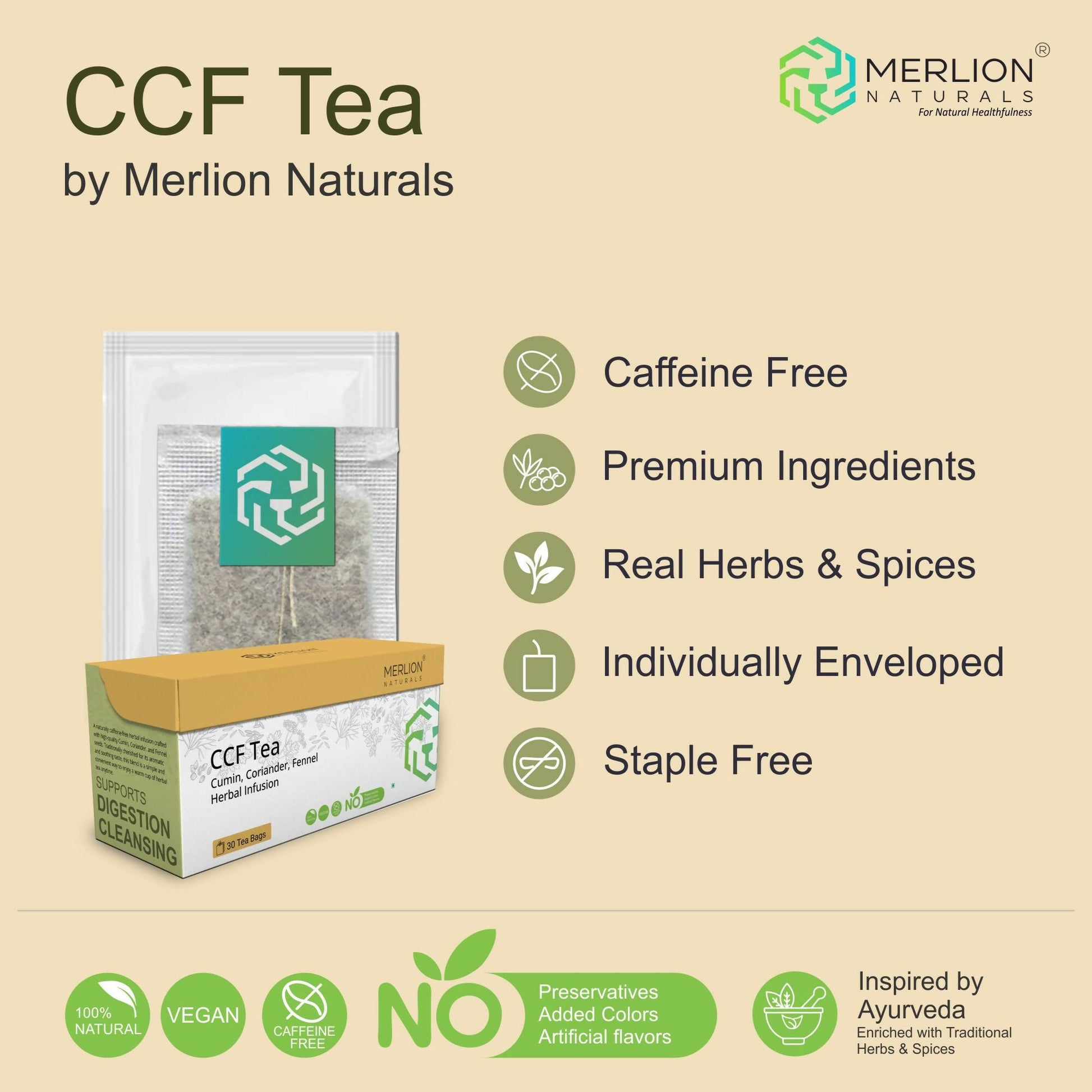 Merlion Naturals CCF Tea (Cumin, Coriander and Fennel Tea Bag)