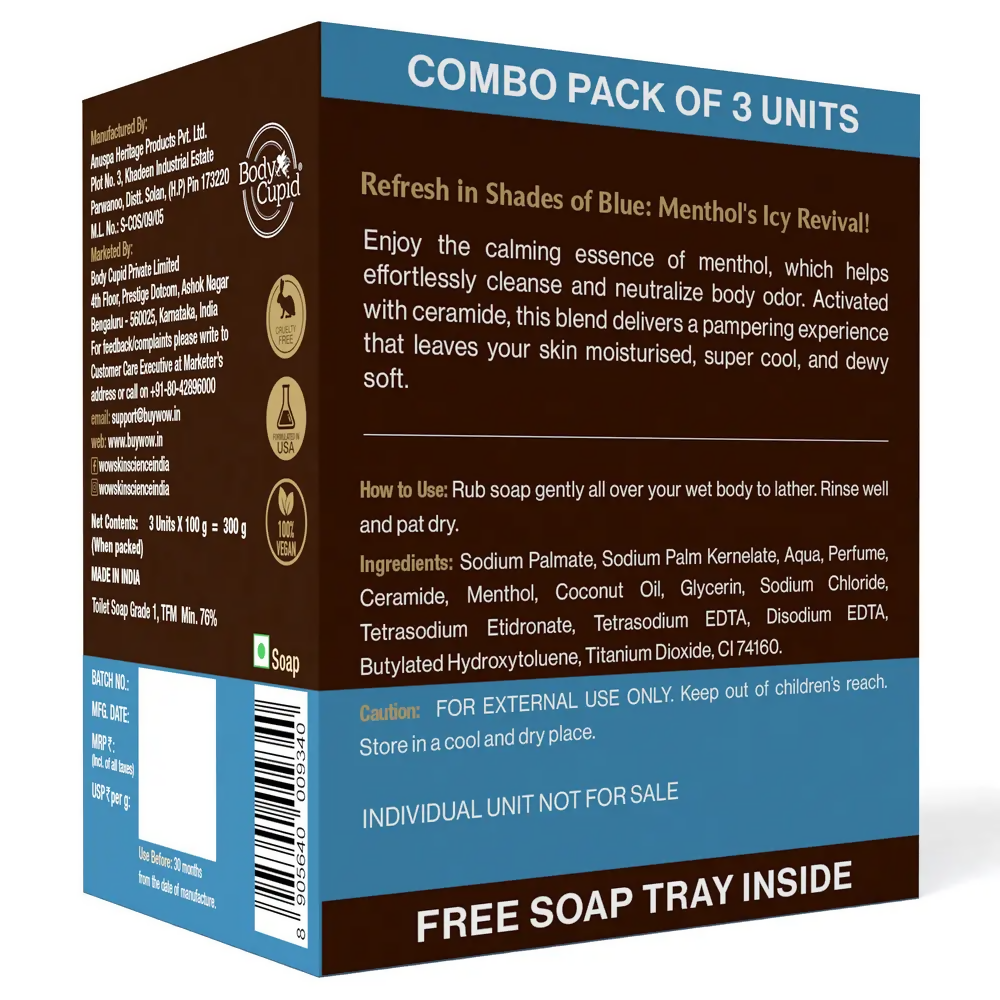 Wow Skin Science Wild Aqua & Ceramide Moisturizing Soap – Cooling, Hydrating & Skin Nourishing for All Skin Types
