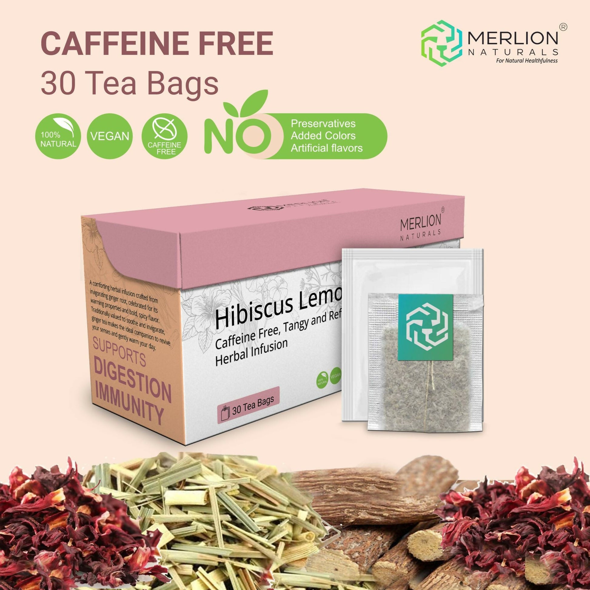 Merlion Naturals Hibiscus Lemongrass Tea Bags