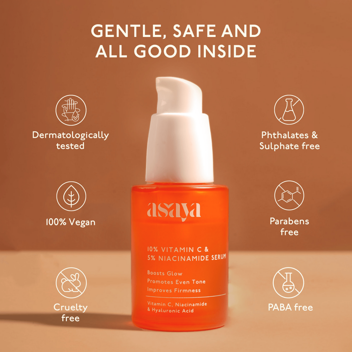 Asaya 10% Vitamin C Serum With 5% Niacinamide & Antioxidant Face Serum For Glowing Skin & Dullness