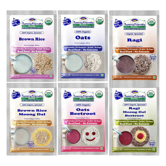 TummyFriendly Foods Stage1, Stage2 Porridge Mixes - Trial Packs Combo