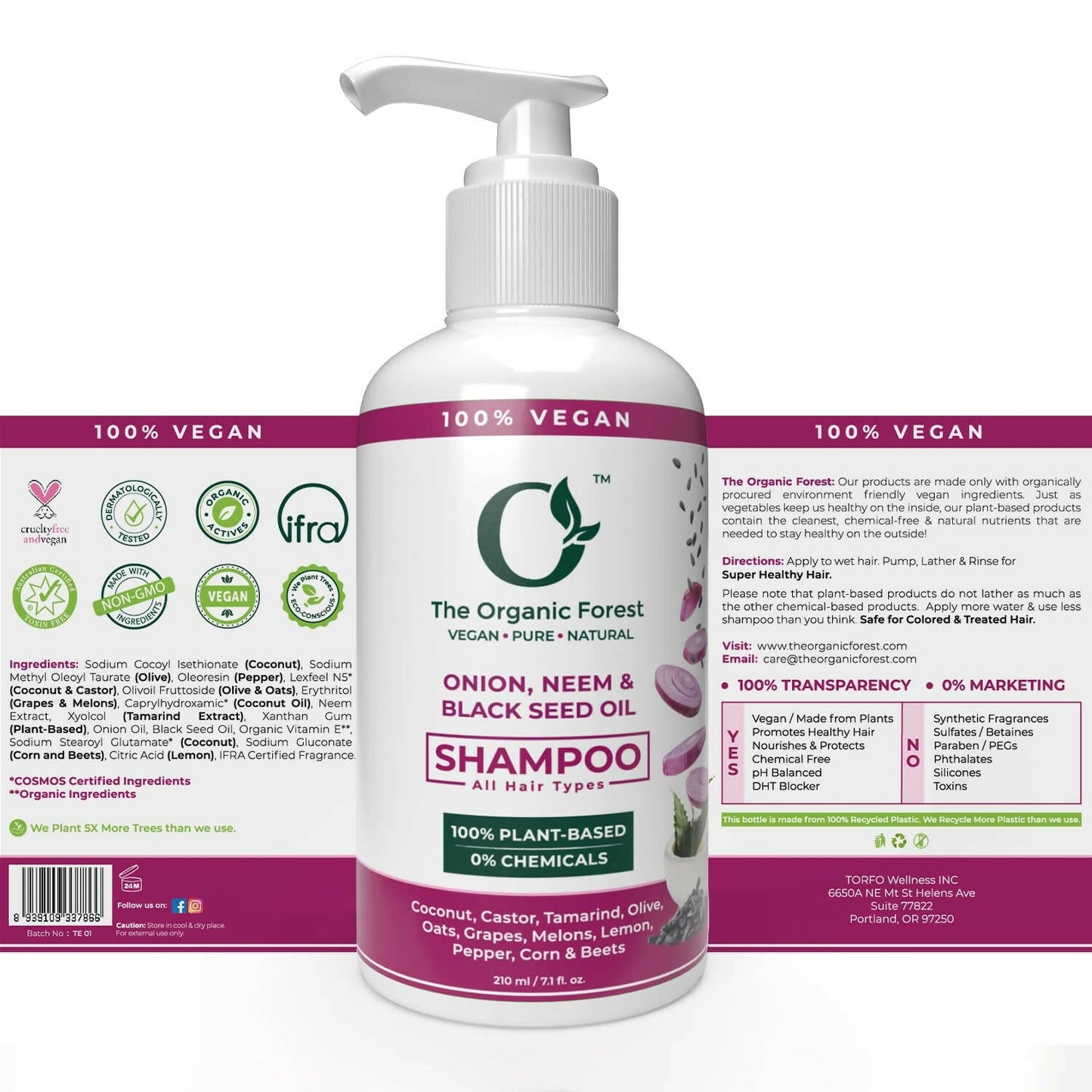 The Organic Forest Onion, Neem & Black Seed Oil Hair Shampoo